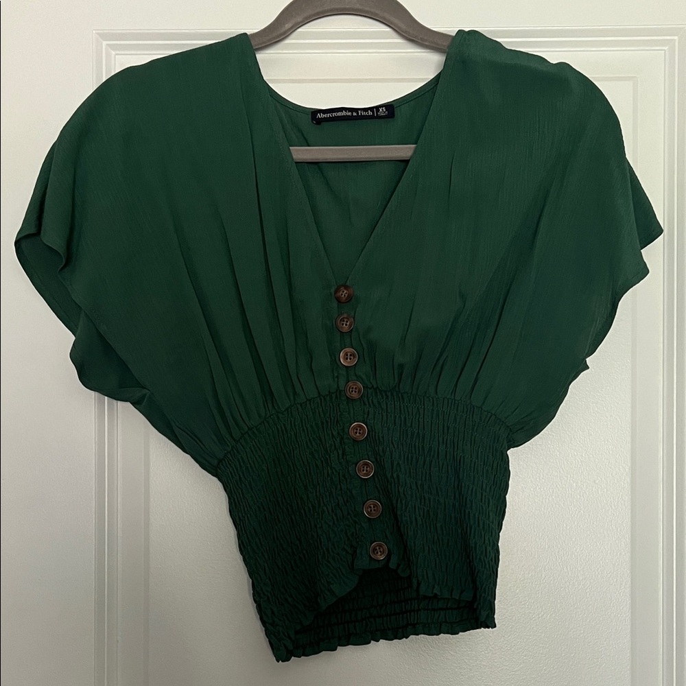 Abercrombie & Fitch Forest Green Buttoned Blouse